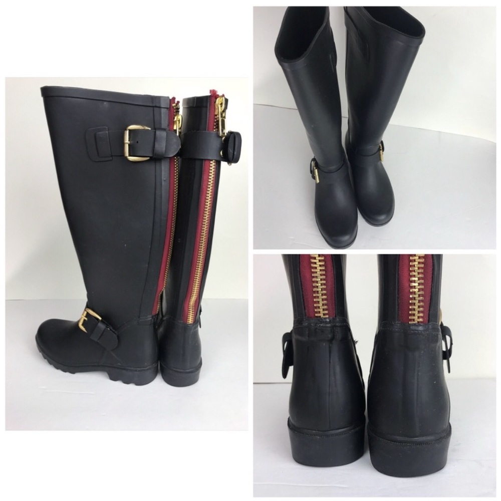 Steve Madden Tsunami Black Rain Boots SZ 6